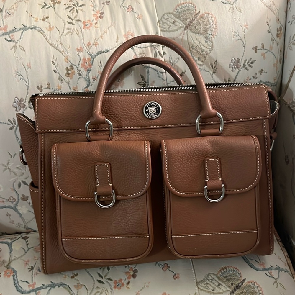 dooney & bourke brown purse with two front pockets